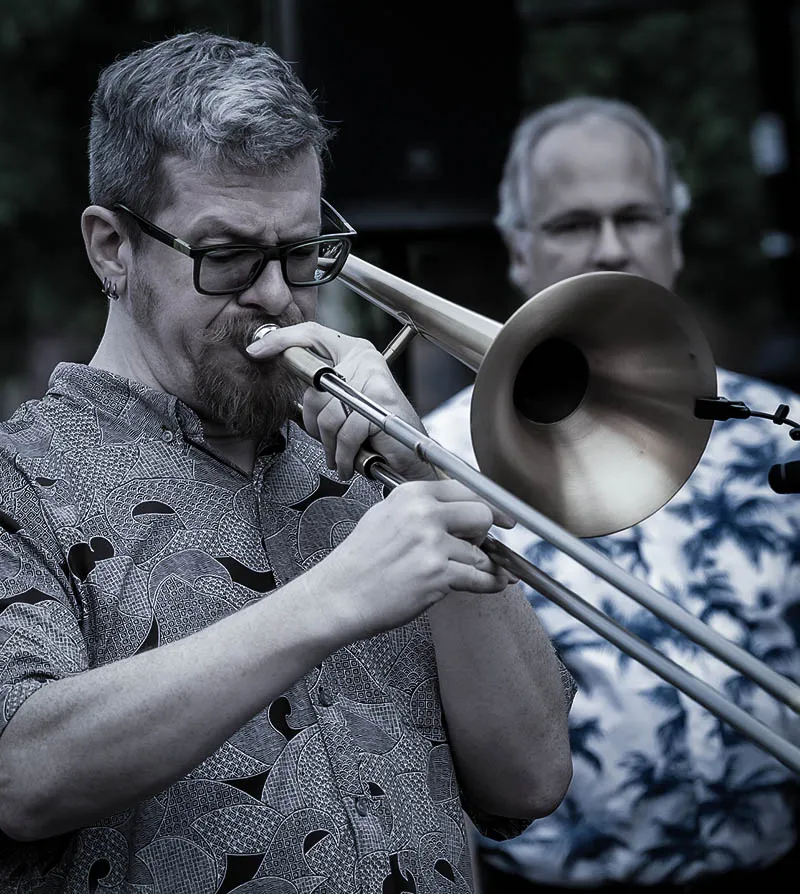 Trombonist and musical director performing